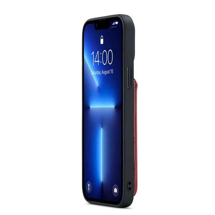 Jeeferhood Tarjetas Resistentes A Los Arañazos Diseño Desmontable 2-1 Anti-robo Swiping Design PU CUBIERTE TELÉFONO DEL TELÉFONO PARA IPHONE 13 PRO MAX 6.7 - Rojo