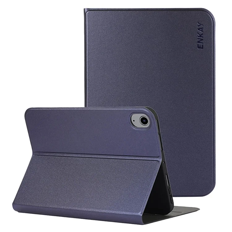 ENKAY HAT Prince Anti-Drop Auto Wake/Sleep Function Premium Elasum PU Leather Case in Pelle Con Stand Per Ipad Mini (2021) - Blu Scuro