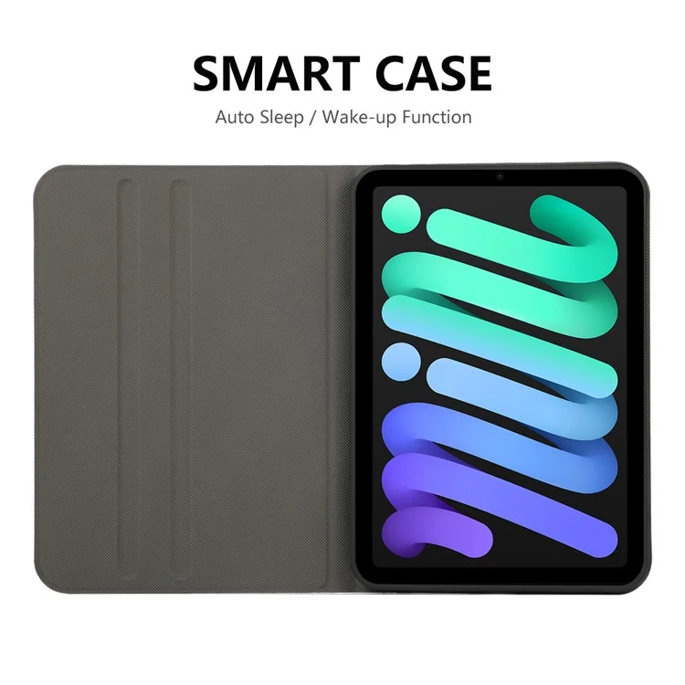ENKAY HAT Prince Anti-Drop Auto Wake/Sleep Function Premium Elasum PU Leather Case in Pelle Con Stand Per Ipad Mini (2021) - Blu Scuro