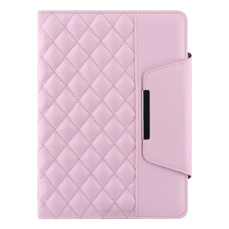 Gitter Stickerei Auto Wake/Sleep PU Leder -ständer Brieftablettenabdeckung Mit Stiftschlitz Für Ipad Mini (2021) - Rosa