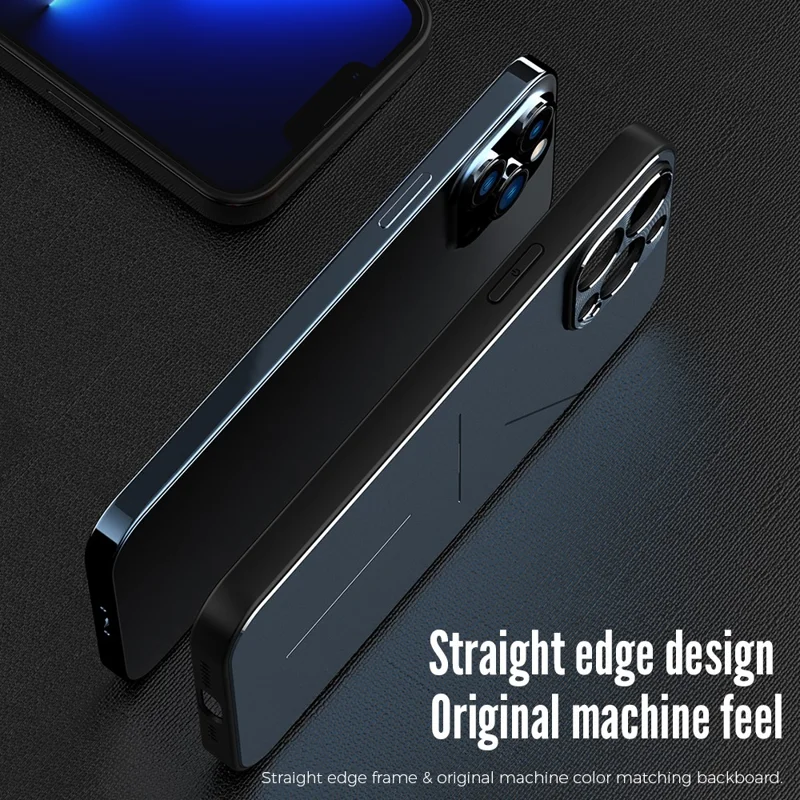 R-JUST RJ-52 Three-line Design Wear-resistant Aluminum Alloy + TPU Phone Case for iPhone 13 Pro 6.1 inch - Black
