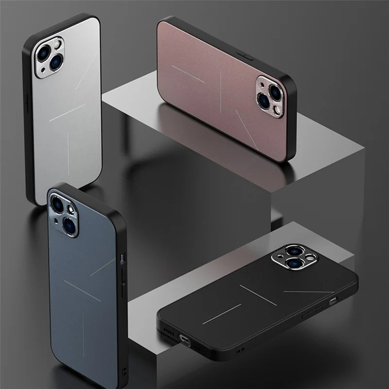 R-JUST RJ-52 Three-line Design Wear-resistant Aluminum Alloy + TPU Phone Case for iPhone 13 Pro 6.1 inch - Black