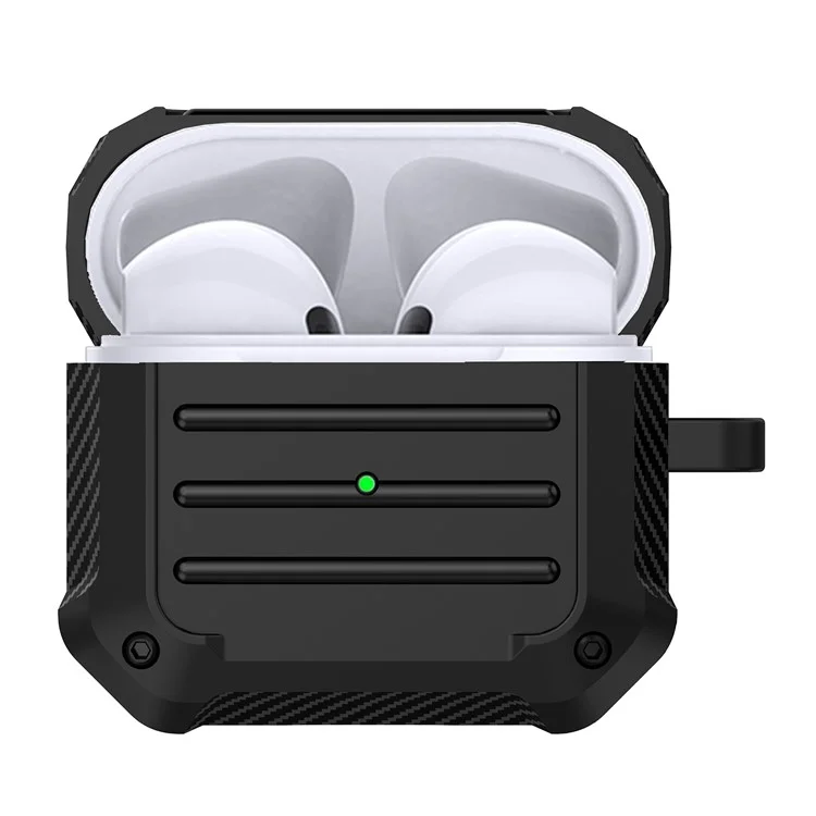 ПК + Силиконовый Bluetooth-чехол для зарядки наушников с защитным чехлом и карабином для Apple AirPods 3 - Черный