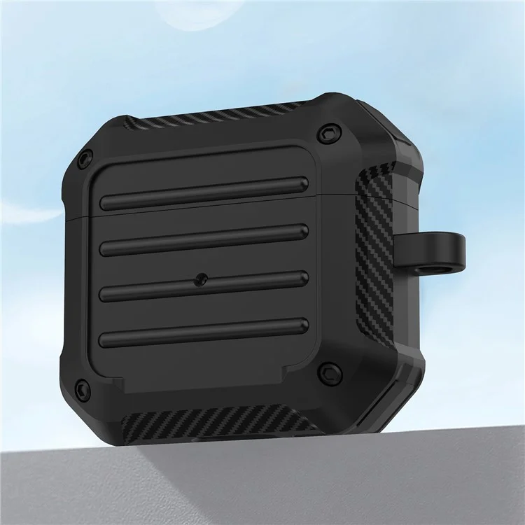 ПК + Силиконовый Bluetooth-чехол для зарядки наушников с защитным чехлом и карабином для Apple AirPods 3 - Черный