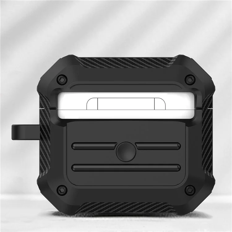 ПК + Силиконовый Bluetooth-чехол для зарядки наушников с защитным чехлом и карабином для Apple AirPods 3 - Черный