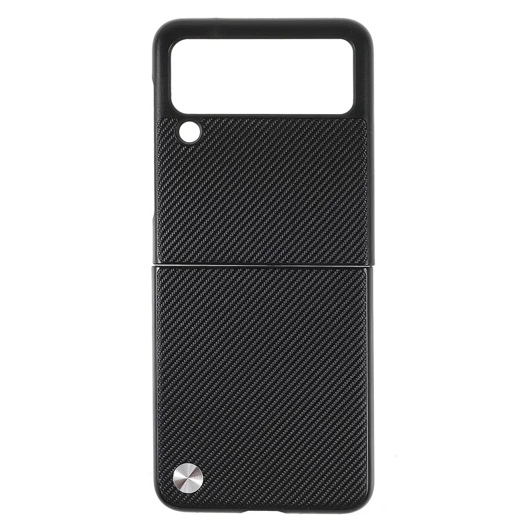 X-LEVEL Funda de Diseño de Tapa Ajustada de Fibra de Carbono Revestida de Piel de PU para Samsung Galaxy Z Flip3 5G - Negro