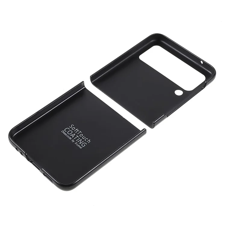 X-LEVEL Funda de Diseño de Tapa Ajustada de Fibra de Carbono Revestida de Piel de PU para Samsung Galaxy Z Flip3 5G - Negro