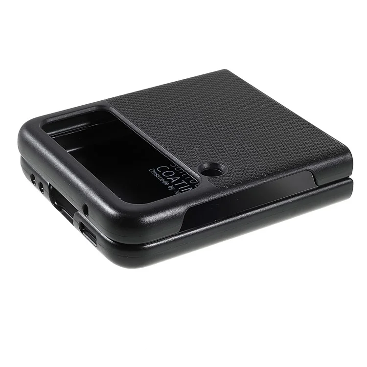 X-LEVEL Funda de Diseño de Tapa Ajustada de Fibra de Carbono Revestida de Piel de PU para Samsung Galaxy Z Flip3 5G - Negro