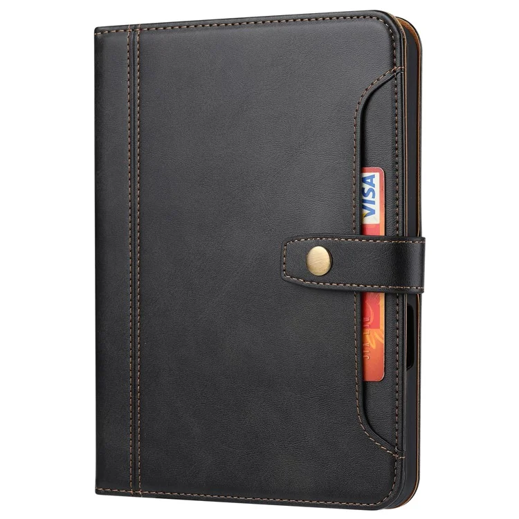 Diseño de múltiples ranuras para tarjetas Despertar / Dormir automático Funda de cuero sintético PU con soporte y billetera para iPad mini (2024) / mini (2021) - Negro