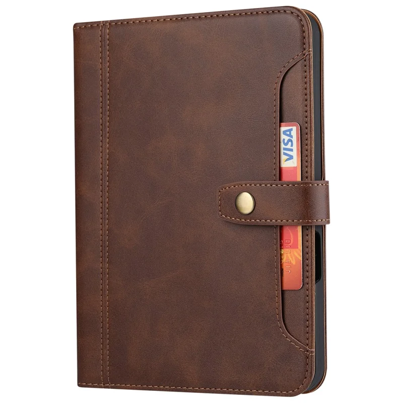 Multiple Card Slots Design Auto Wake / Sleep PU Leather Tablet Case with Stand and Wallet for iPad mini (2024) / mini (2021) - Brown