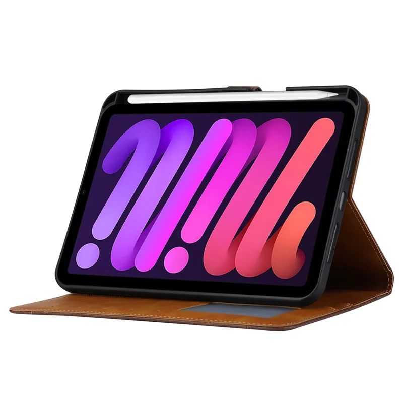 Multiple Card Slots Design Auto Wake / Sleep PU Leather Tablet Case with Stand and Wallet for iPad mini (2024) / mini (2021) - Brown