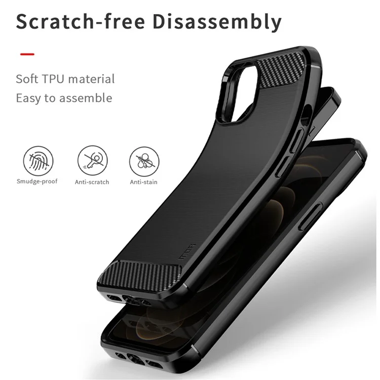 MOFI Anti-scratch Anti-stain Fiber Cepilled Texture TPU TPU Case Para Iphone 13 Mini 5.4 Pulgadas - Negro