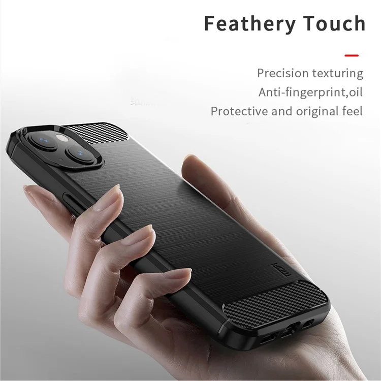 MOFI Anti-scratch Anti-stain Fiber Cepilled Texture TPU TPU Case Para Iphone 13 Mini 5.4 Pulgadas - Negro