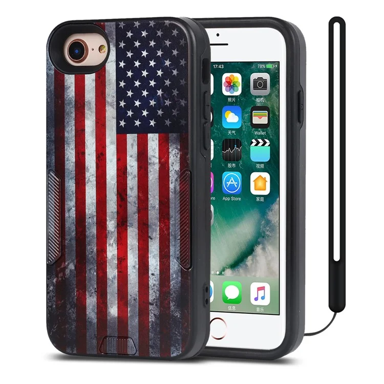 Impresión de Patrones TPU + PC Teléfono Case de Teléfono Para Iphone SE (2022)/SE (2020)/8/7 - Bandera Estadounidense