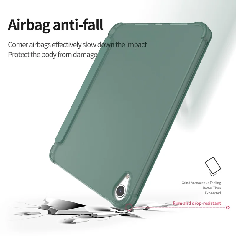Tri-Fold Stand Auto Wake / Sleep PU Leather Tablet Cover Case with Pen Slot for iPad mini (2024) / mini (2021) - Gold