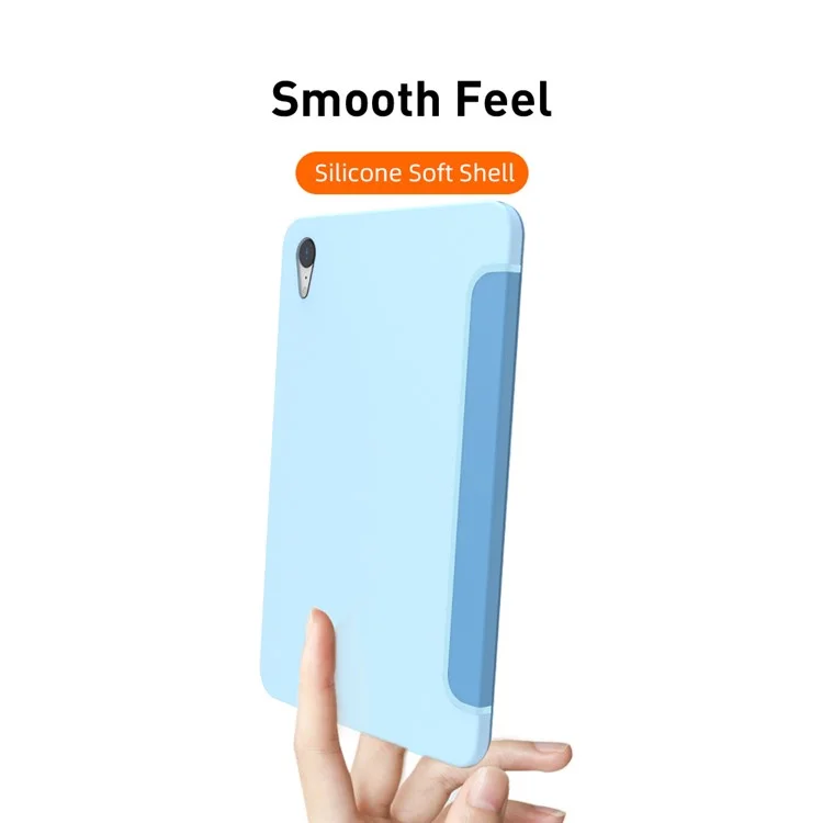 Étui de protection en cuir PU et TPU à rabat triple pour iPad mini (2024) / mini (2021) - Noir