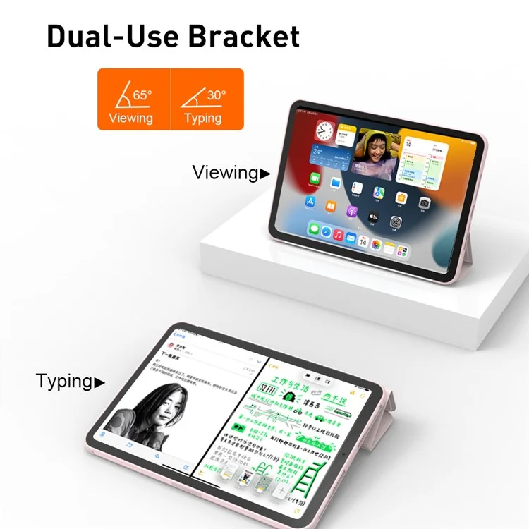 Étui de protection en cuir PU et TPU à rabat triple pour iPad mini (2024) / mini (2021) - Noir
