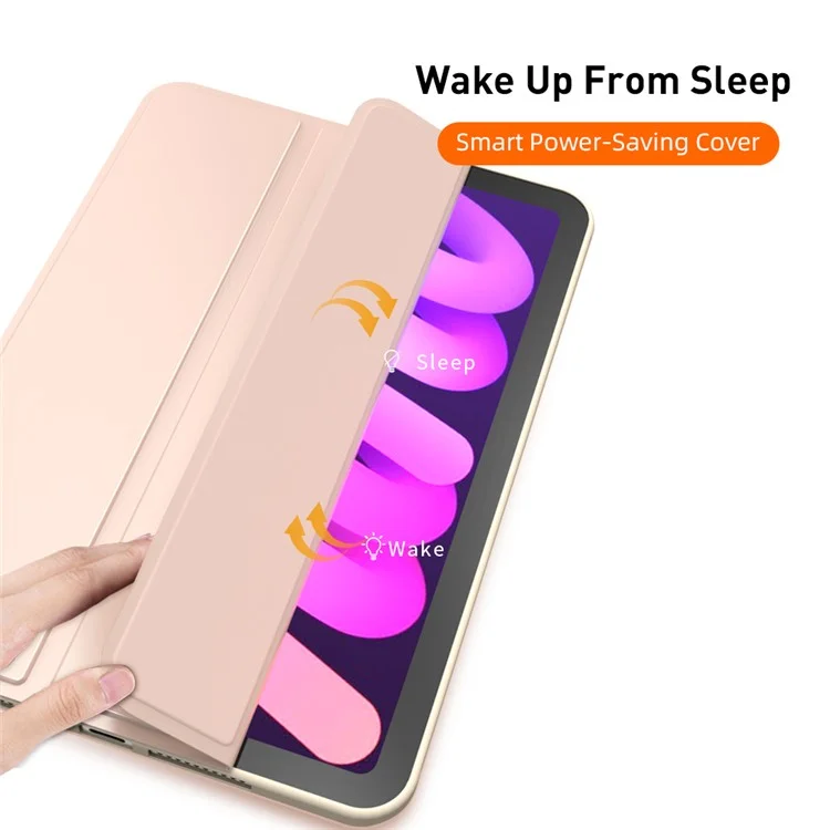 Étui de protection en cuir PU et TPU à rabat triple pour iPad mini (2024) / mini (2021) - Noir
