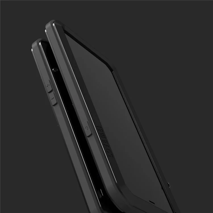 LOVE MEI Well-Protected Anti-Drop Anti-Scratch Metal Bumper Silicone Case Built-in Tempered Glass Screen Protector for iPhone 13 Pro Max 6.7 inch - Red