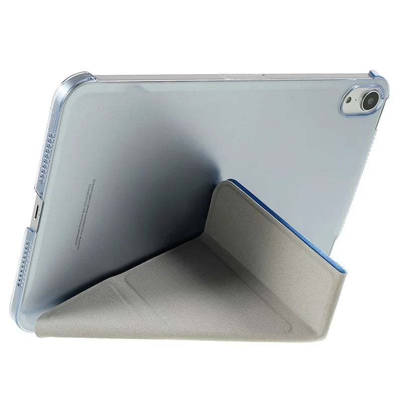 Silk Texture Origami Stand PU Leather Cover + Hard PC Back Panel Tablet Cover Case for iPad mini (2024) / mini (2021) - Blue