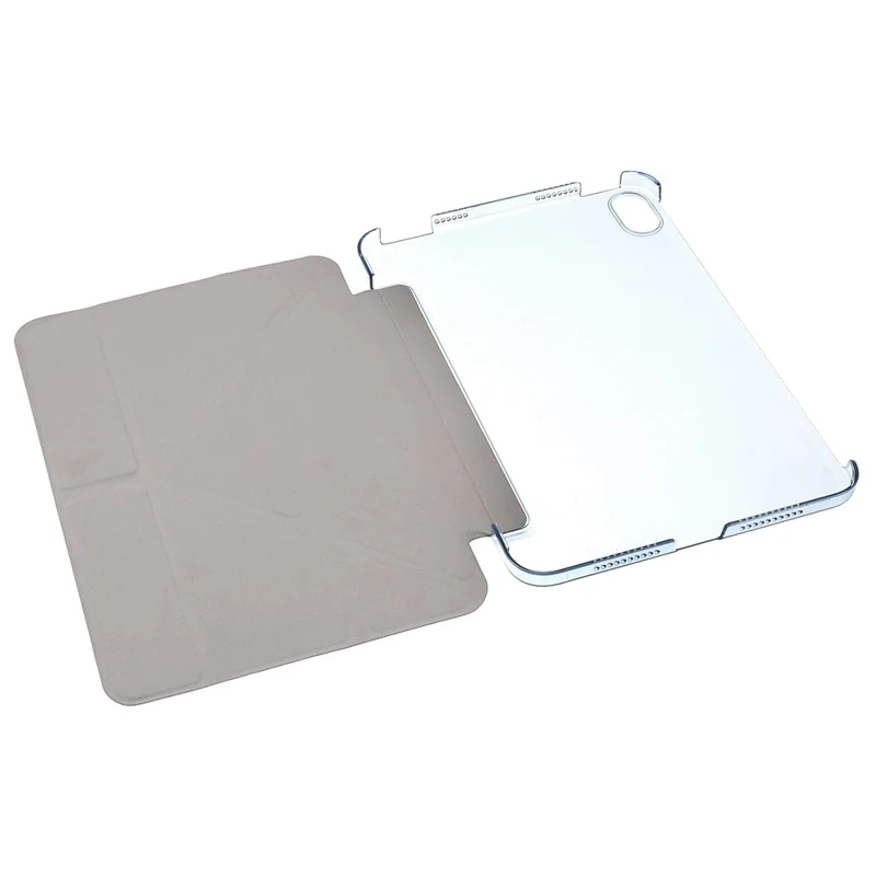 Silk Texture Origami Stand PU Leather Cover + Hard PC Back Panel Tablet Cover Case for iPad mini (2024) / mini (2021) - Blue