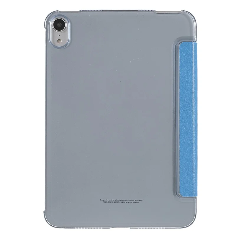 Silk Texture Origami Stand PU Leather Cover + Hard PC Back Panel Tablet Cover Case for iPad mini (2024) / mini (2021) - Blue
