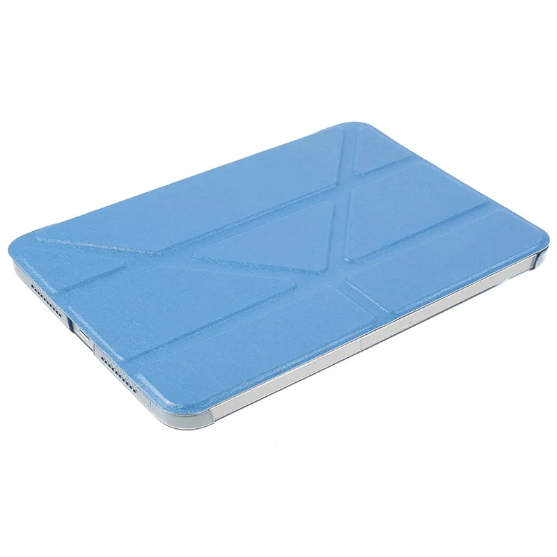 Silk Texture Origami Stand PU Leather Cover + Hard PC Back Panel Tablet Cover Case for iPad mini (2024) / mini (2021) - Blue
