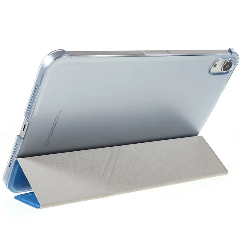 Silk Texture Origami Stand PU Leather Cover + Hard PC Back Panel Tablet Cover Case for iPad mini (2024) / mini (2021) - Blue
