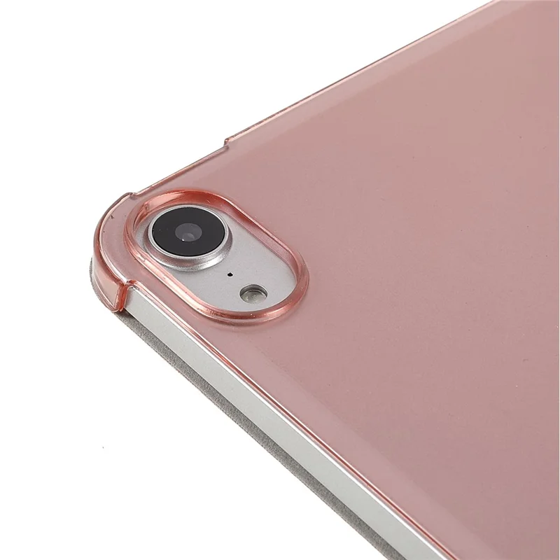 Silk Texture Origami Stand PU Leather Cover + Hard PC Back Panel Tablet Cover Case for iPad mini (2024) / mini (2021) - Rose Gold