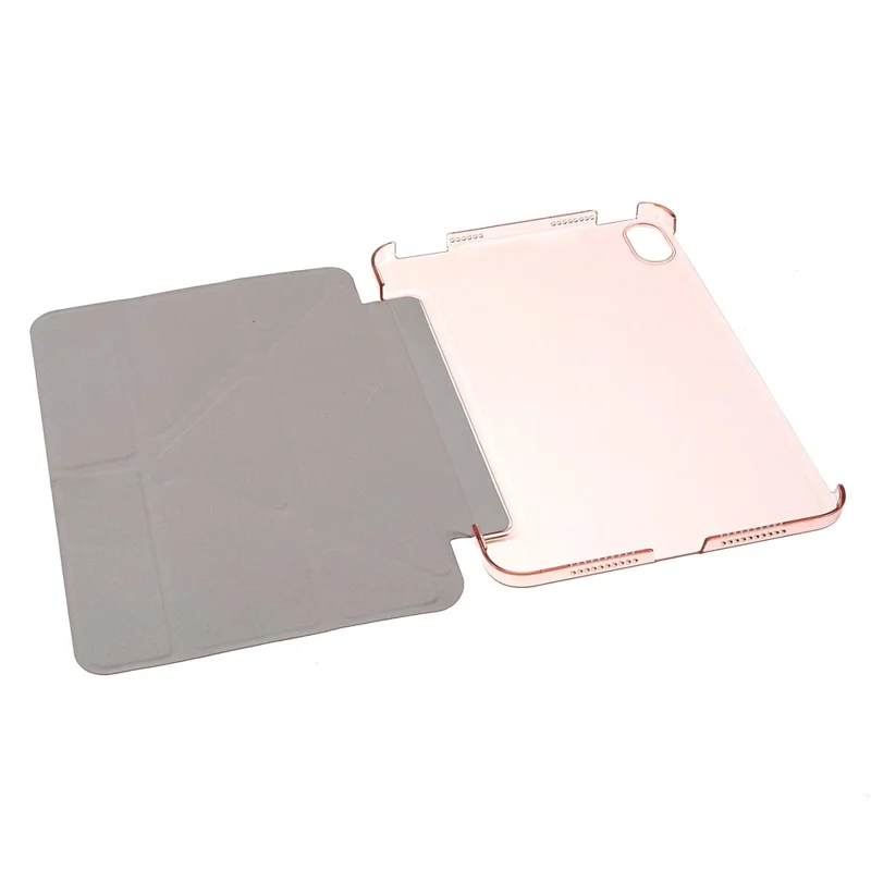 Silk Texture Origami Stand PU Leather Cover + Hard PC Back Panel Tablet Cover Case for iPad mini (2024) / mini (2021) - Rose Gold