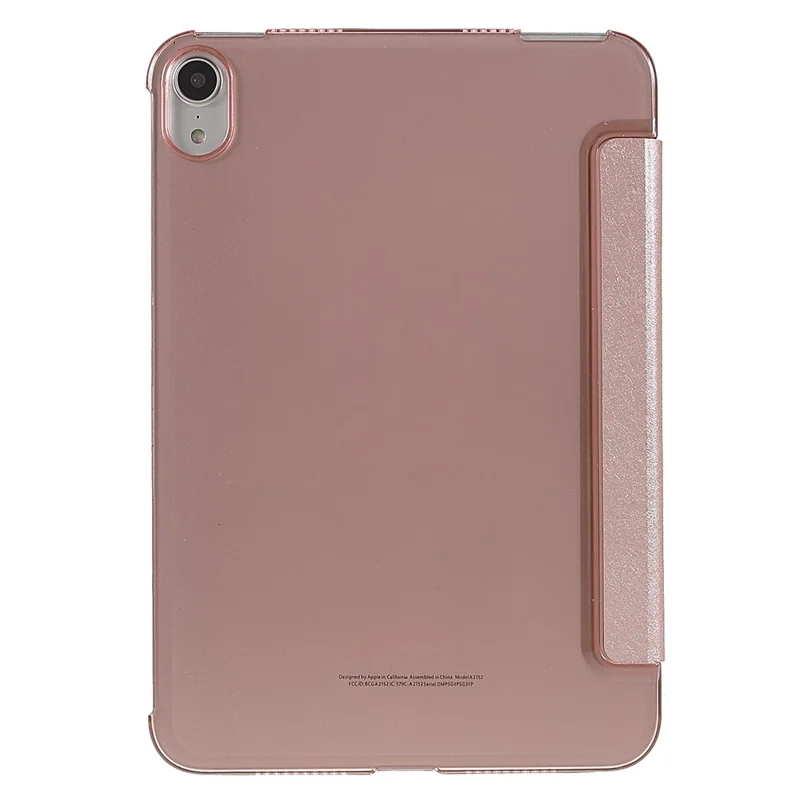 Silk Texture Origami Stand PU Leather Cover + Hard PC Back Panel Tablet Cover Case for iPad mini (2024) / mini (2021) - Rose Gold