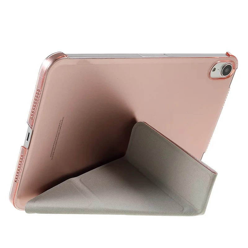 Silk Texture Origami Stand PU Leather Cover + Hard PC Back Panel Tablet Cover Case for iPad mini (2024) / mini (2021) - Rose Gold