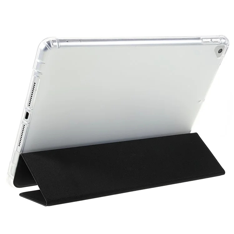 TOTU AA-166 Tri-fold Stand Auto Wake/Sleep Pencil Holder Flip Clear Back Design PU Leather + TPU Case for iPad 10.2 (2019)/(2020)/(2021)