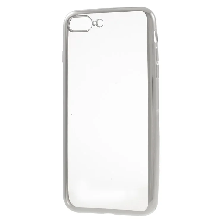 Plating Edge Clear TPU Back Case for iPhone 8 Plus / 7 Plus 5.5 Inch - Silver