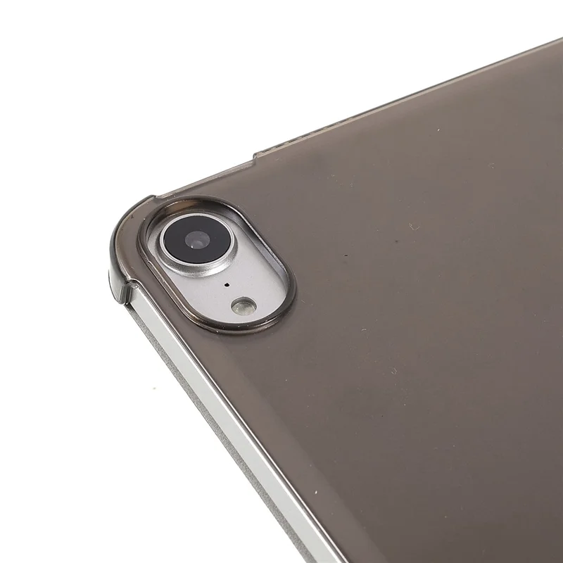 Funda de tableta de cuero PU + PC con textura de seda, anticaída, a prueba de golpes, con soporte de tres pliegues, para Apple iPad mini (2024) / mini (2021) - Negro