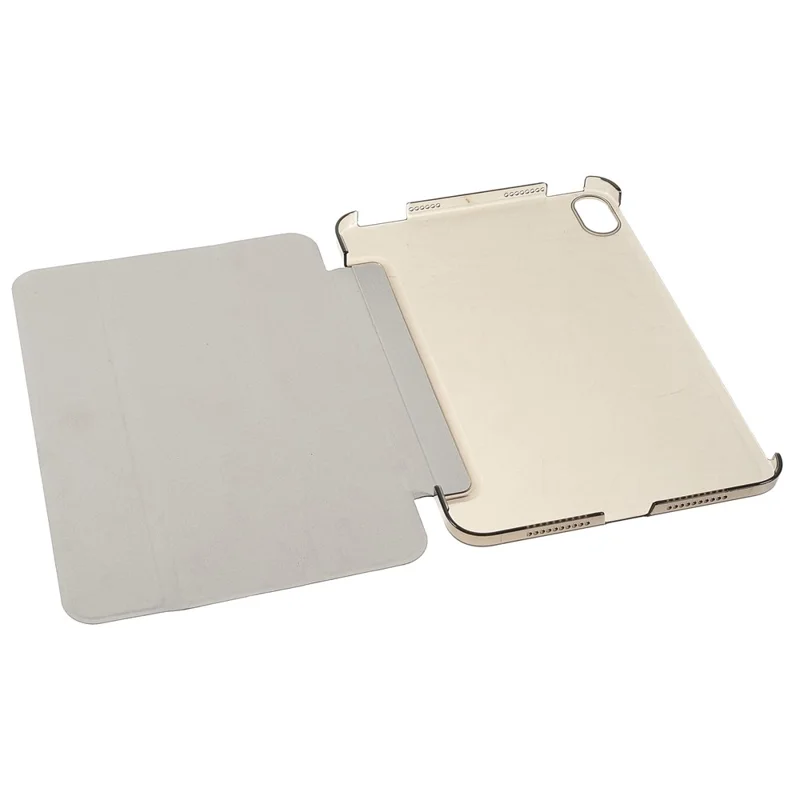 Funda de tableta de cuero PU + PC con textura de seda, anticaída, a prueba de golpes, con soporte de tres pliegues, para Apple iPad mini (2024) / mini (2021) - Negro