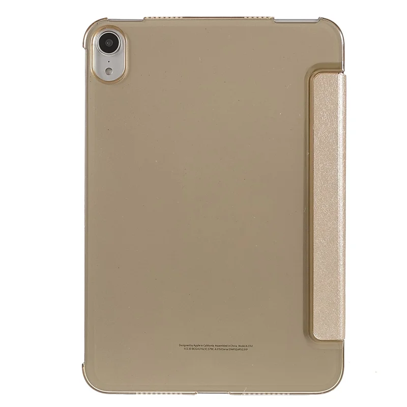 Silkestruktur, Anti-fald, stødfast, 3-delt stander, PU-læder + PC-tabletbeskytning til Apple iPad mini (2024) / mini (2021) - Guld