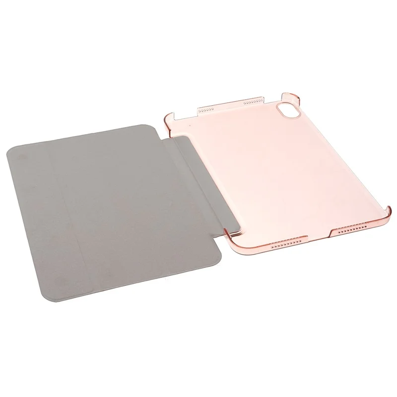 Silk Texture Anti-Fall Shockproof Trifold Stand PU Leather + PC Tablet Case Cover for Apple iPad mini (2024) / mini (2021) - Rose Gold