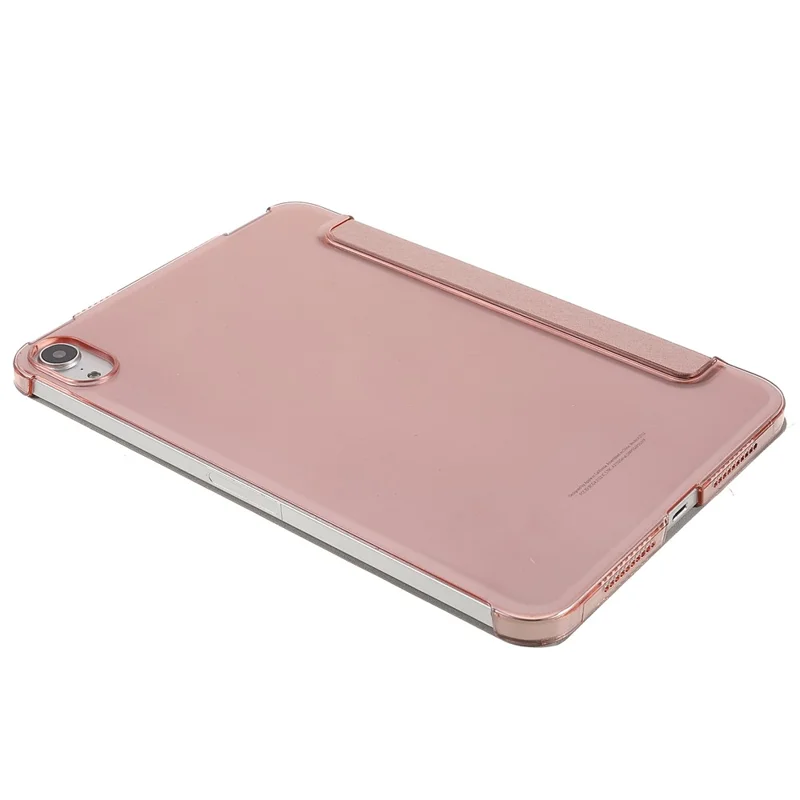 Silk Texture Anti-Fall Shockproof Trifold Stand PU Leather + PC Tablet Case Cover for Apple iPad mini (2024) / mini (2021) - Rose Gold