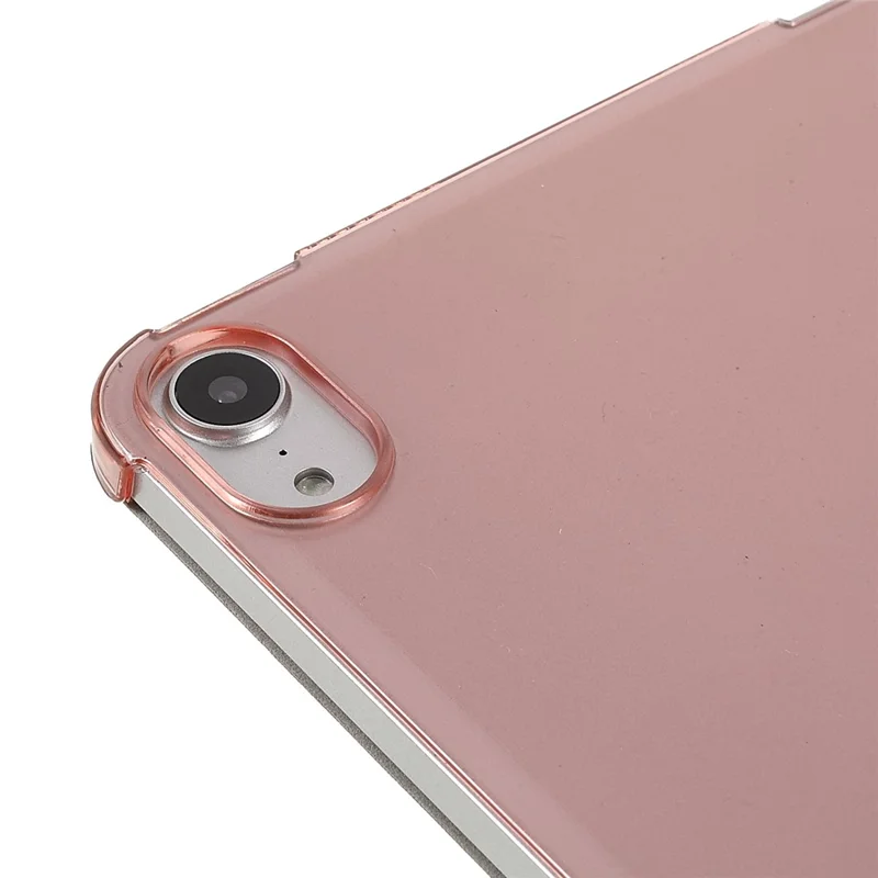 Silk Texture Anti-Fall Shockproof Trifold Stand PU Leather + PC Tablet Case Cover for Apple iPad mini (2024) / mini (2021) - Rose Gold