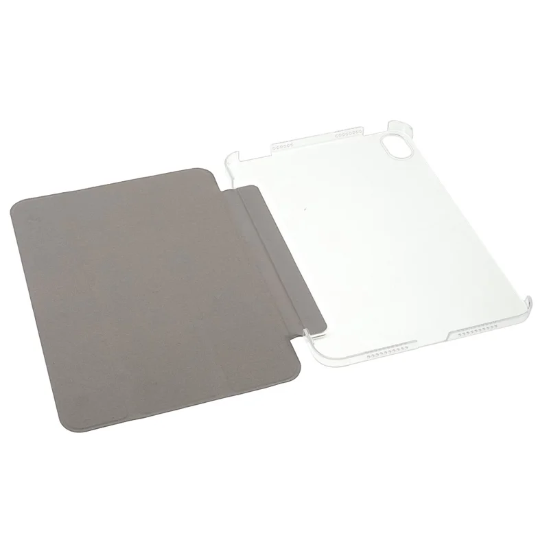 Silk Texture Anti-Fall Shockproof Trifold Stand PU Leather + PC Tablet Case Cover for Apple iPad mini (2024) / mini (2021) - White