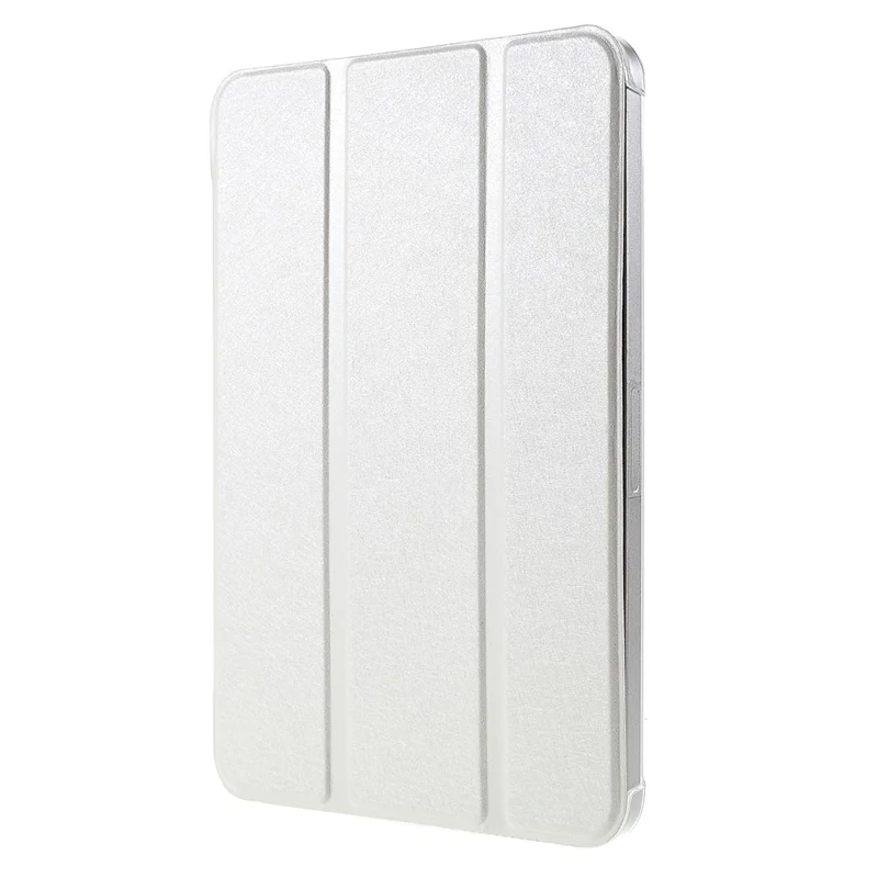 Silk Texture Anti-Fall Shockproof Trifold Stand PU Leather + PC Tablet Case Cover for Apple iPad mini (2024) / mini (2021) - White