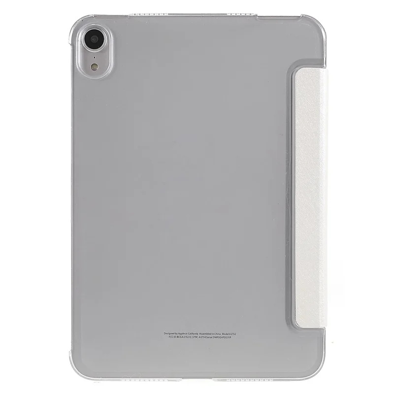 Silk Texture Anti-Fall Shockproof Trifold Stand PU Leather + PC Tablet Case Cover for Apple iPad mini (2024) / mini (2021) - White