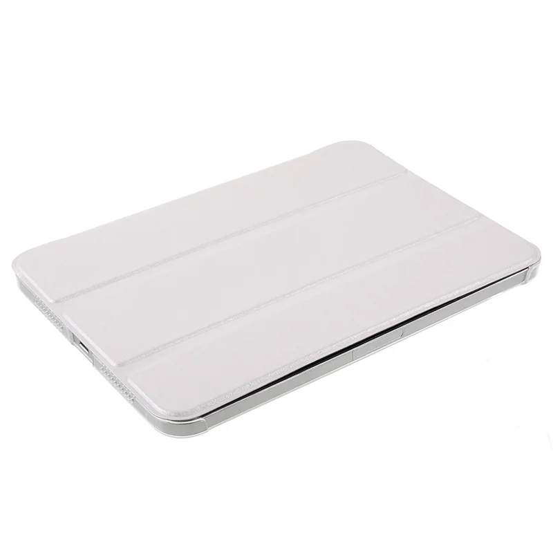 Silk Texture Anti-Fall Shockproof Trifold Stand PU Leather + PC Tablet Case Cover for Apple iPad mini (2024) / mini (2021) - White