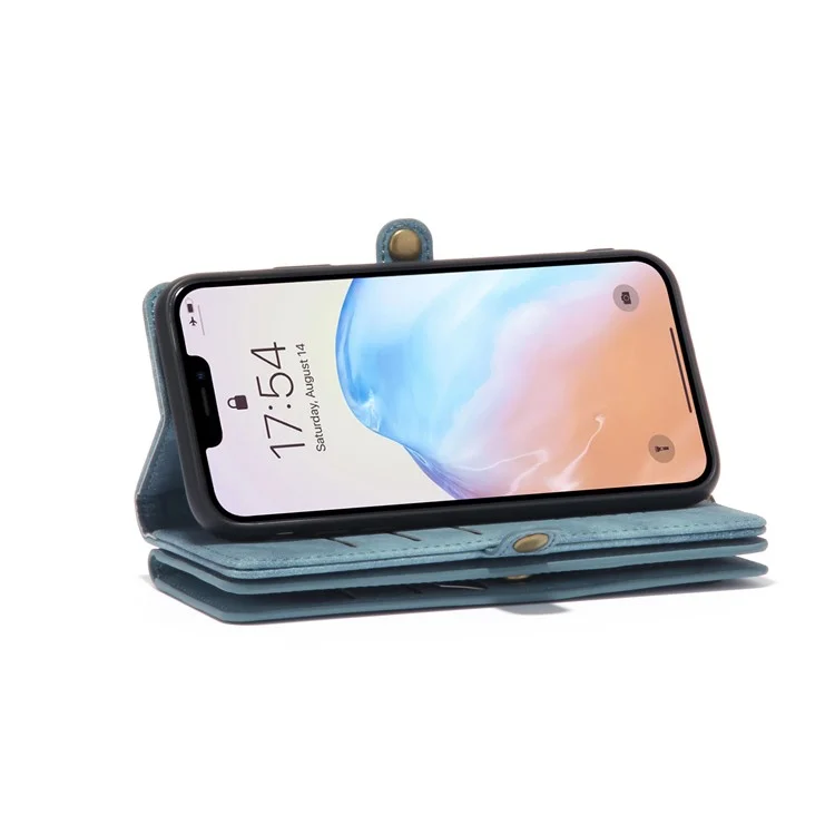 MEGSHI 021 Series Detachable 2-in-1 Magnetic Wallet Design Multiple Card Slots Anti-fall Phone Case with Stand and Strap for iPhone 11 6.1 inch - Blue
