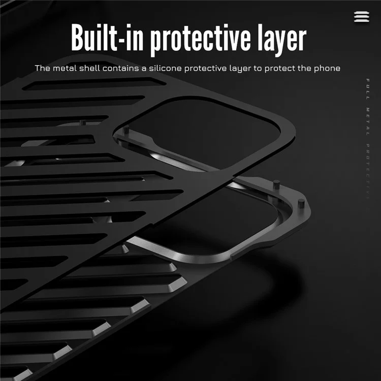 R-juste RJ-50 Aluminium Alloy Metal Frame Anti-scratch Strong Anti-fall Hollow Protective Case Avec Protector Pour L'iphone 12 6,1 Pouces