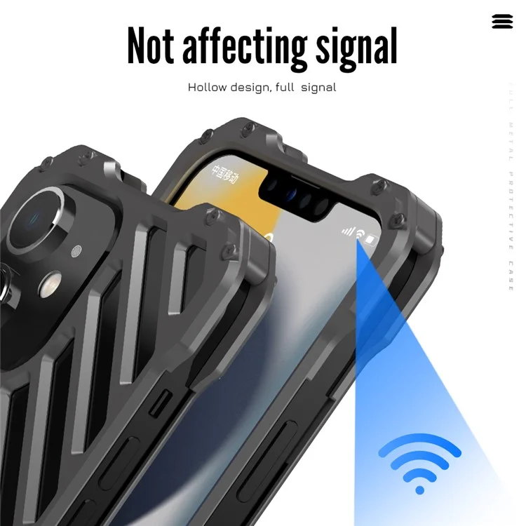R-juste RJ-50 Aluminium Alloy Metal Frame Anti-scratch Strong Anti-fall Hollow Protective Case Avec Protector Pour L'iphone 12 6,1 Pouces