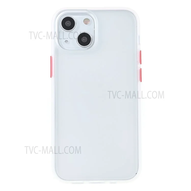 TOTU AA178 Matte Surface Colored Buttons Acrylic Back + Soft TPU Frame Anti-scratch Phone Case Cover für iPhone 13 6.1 Zoll - Transparent/Rot