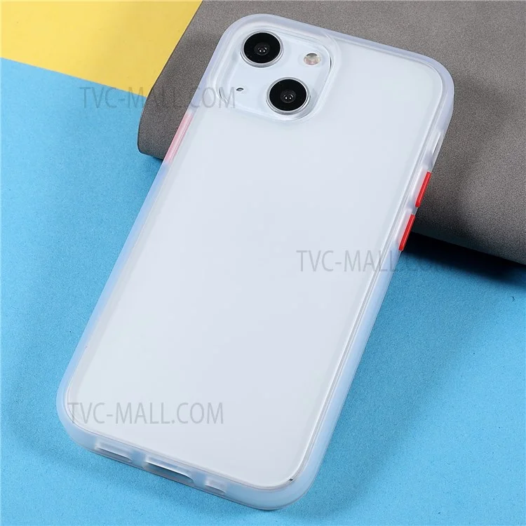 TOTU AA178 Matte Surface Colored Buttons Acrylic Back + Soft TPU Frame Anti-scratch Phone Case Cover für iPhone 13 6.1 Zoll - Transparent/Rot