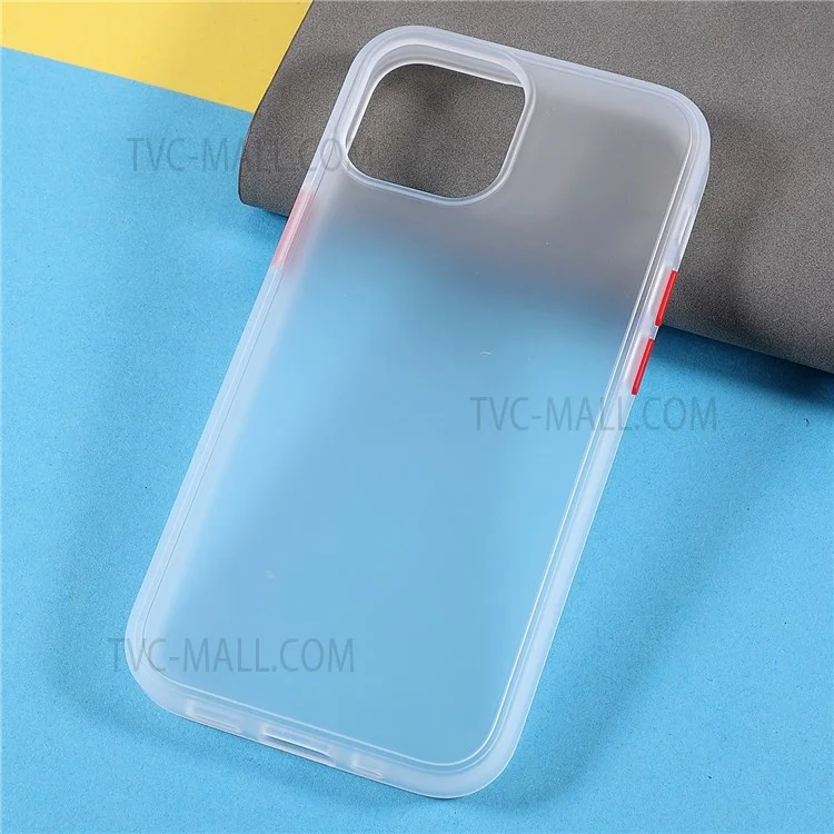 TOTU AA178 Matte Surface Colored Buttons Acrylic Back + Soft TPU Frame Anti-scratch Phone Case Cover für iPhone 13 6.1 Zoll - Transparent/Rot